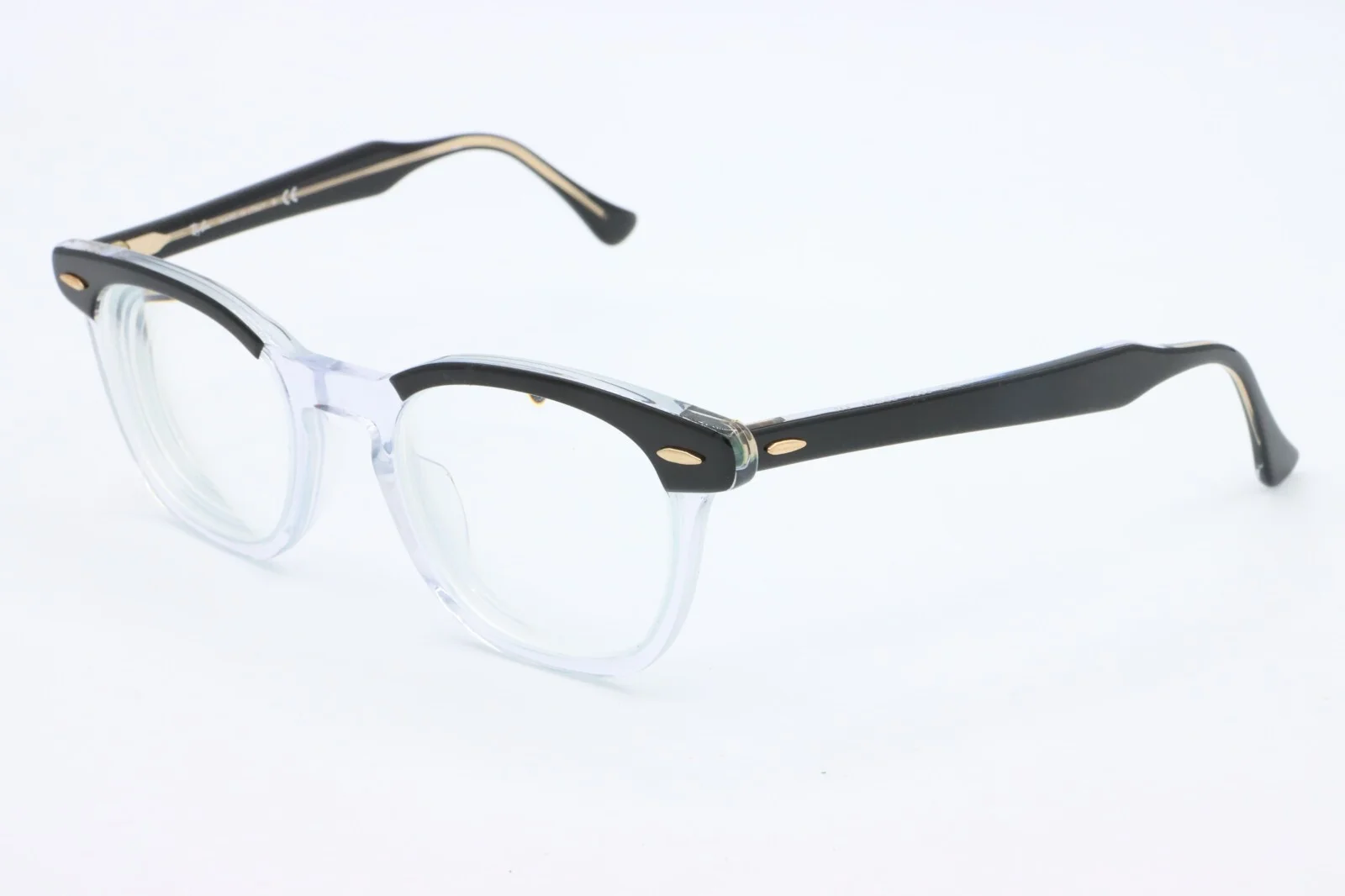 Ray-Ban Eyeglasses Frames RB7185 5943 Polished Clear Black Square 52-18-145 4